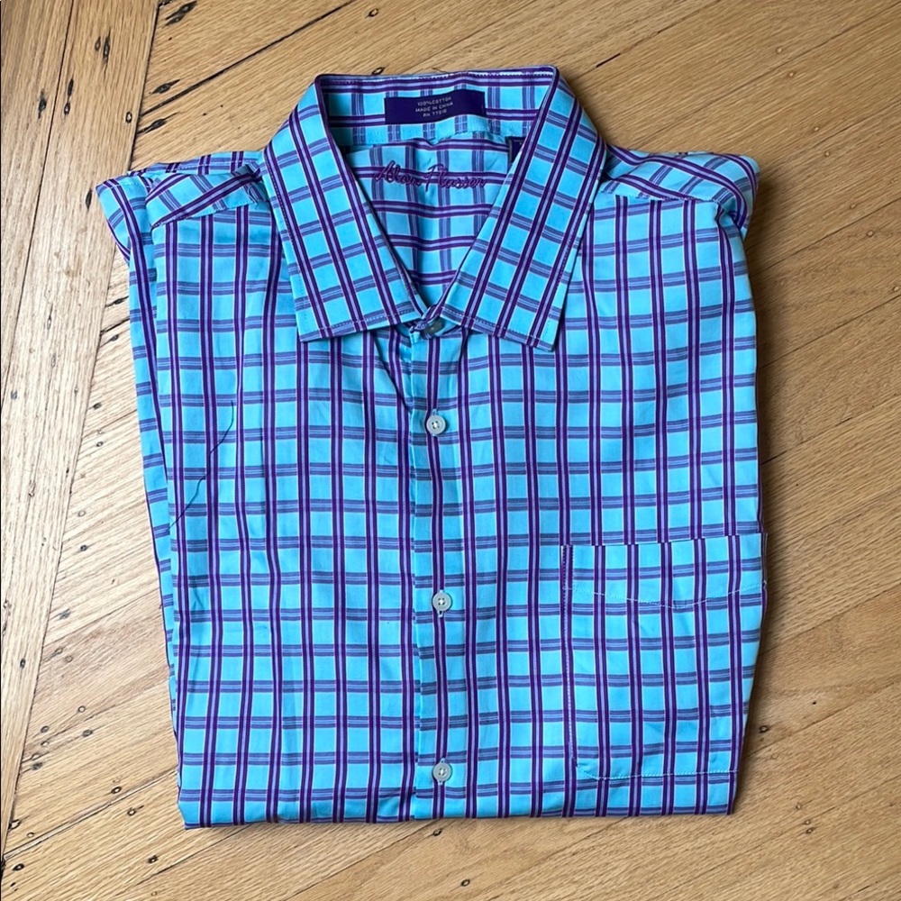Alan Flusser Blue Casual Button Down Shirt